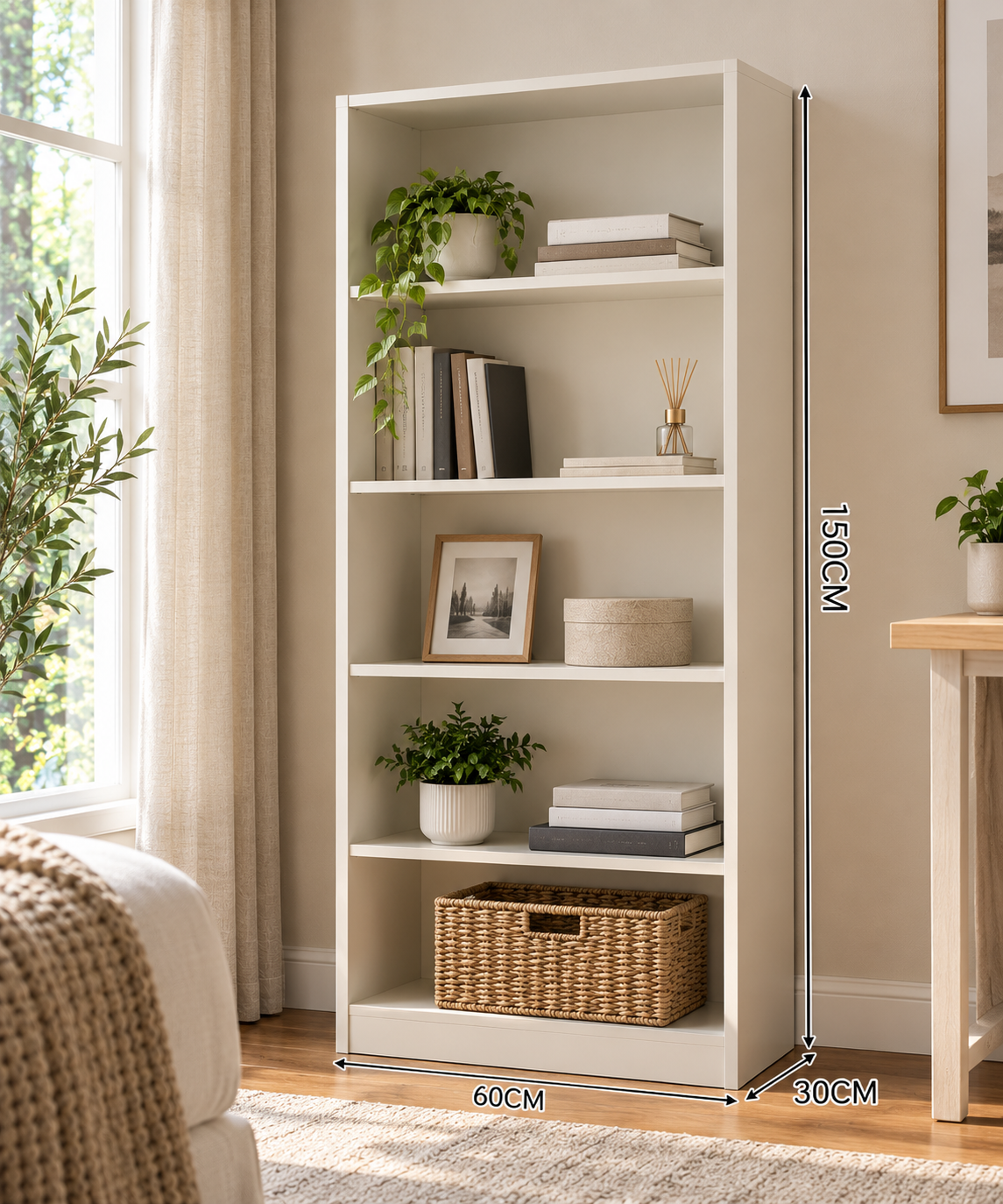 5-Tier Freestanding Bookshelf & Storage Organizer – Modern Space-Saving Design