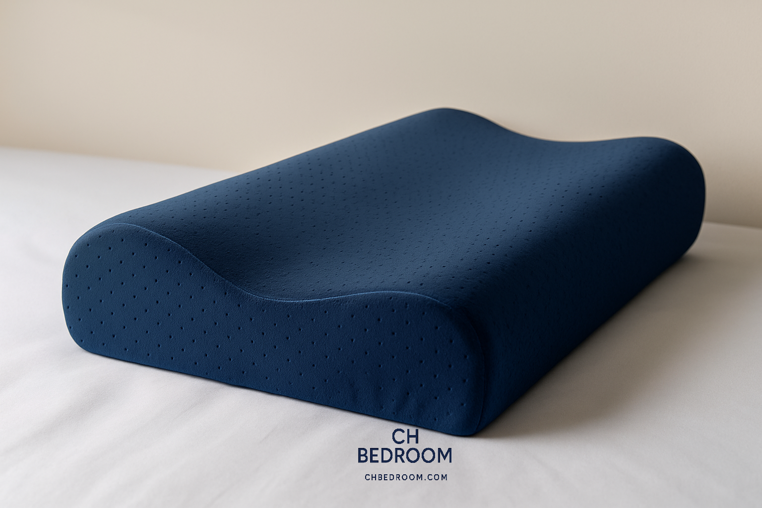 Blue sleeping memory foam pillow on a white bed with 'CH Bedroom' branding.
#sleeping #pillow #sleepingpillow #canada# #home #bedrooms #house #bedroomfurnitures #canadahomedecoration 