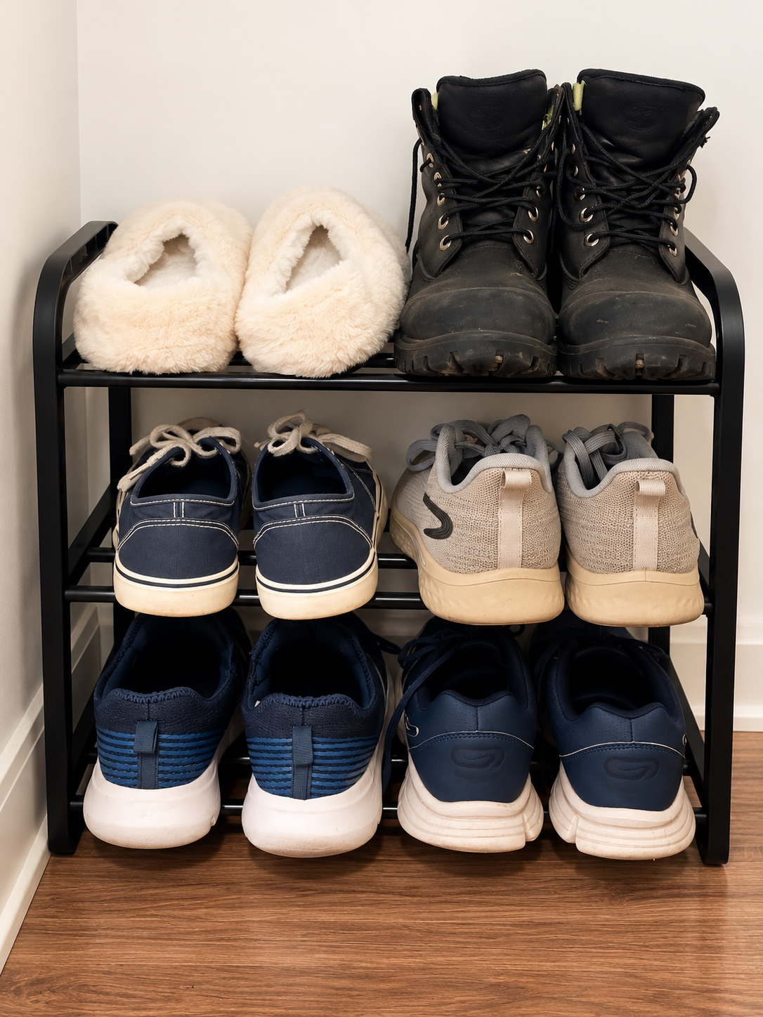 3-Tier Metal Shoe Rack – Modern Space-Saving Shoe Organizer