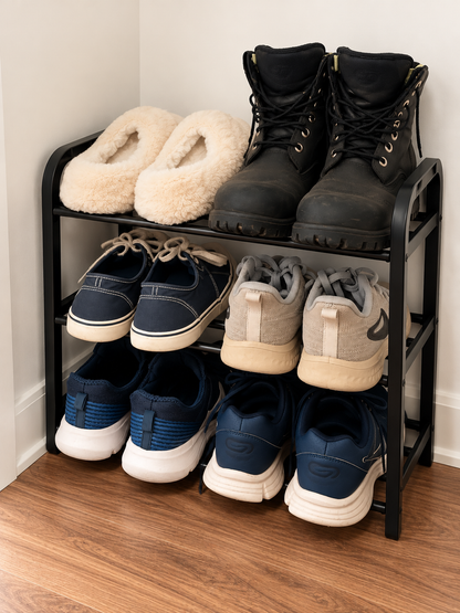 3-Tier Metal Shoe Rack – Modern Space-Saving Shoe Organizer