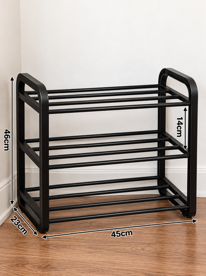 3-Tier Metal Shoe Rack – Modern Space-Saving Shoe Organizer