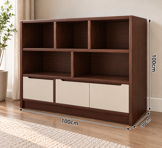 Modern Wood Bookcase & Storage Cabinet – 100 cm