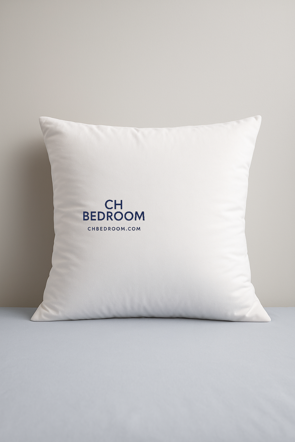 White pillow made of duck feather on a mattress with 'CH BEDROOM' text on a gray surface. #pilowcanada #canadahomefurnitures #pillowmontreal