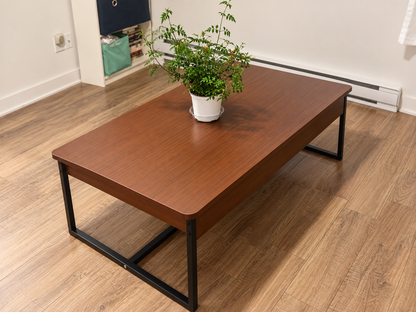 Modern Walnut Coffee Table with Black Steel Frame